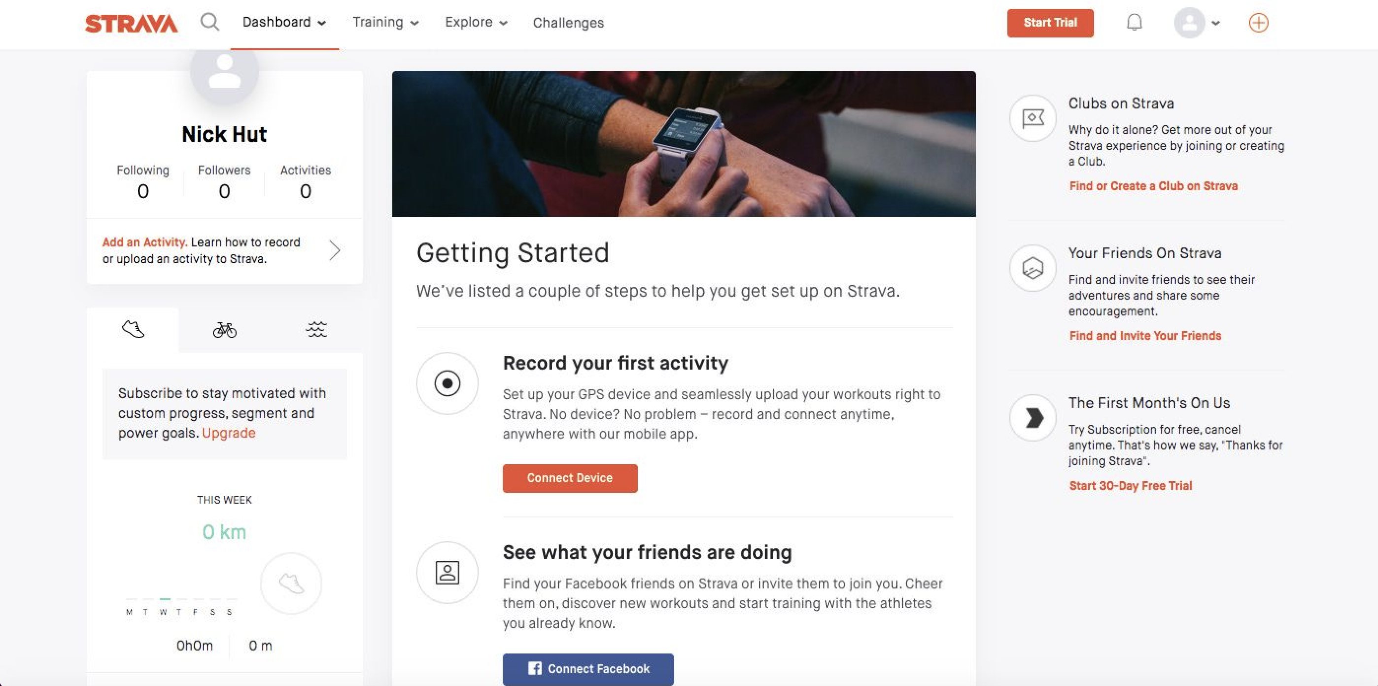 Strava sign-up example